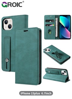 اشتري For iPhone 15 Plus Case,Luxury Leather Wallet Cover, Leather Wallet Case Classic Design with Card Slot and Magnetic Flip Flip Folding Case for iPhone 15 Plus Phone Shell 6.7'' في الامارات