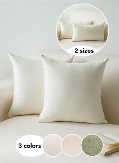 Buy Pack of 2 Decorative Chenille Cushion Cover Throw Pillow Covers with Twill Cushion Covers for Sofa Living Room Couch Bed White in UAE