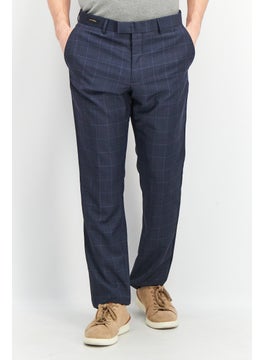 اشتري Men Regular Fit Windowpane Dress Pants, Electric Blue في السعودية