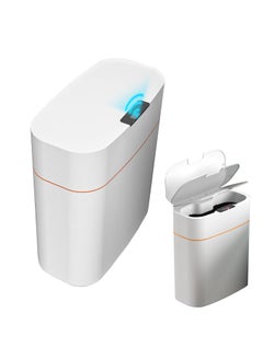 اشتري 16L Automatic Wastebasket,Bathroom Touchless Motion Sensor Compact Wastebasket with Lid,Smart Electric Plastic Narrow Wastebasket (Living Room, Bedroom, Office, Kitchen),White في الامارات