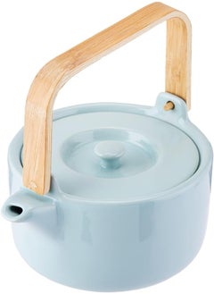 Buy Akdc Teapot W/Bamboo Handle L(14Cm) Xw(14Cm) Xh(9Cm) Blue in UAE