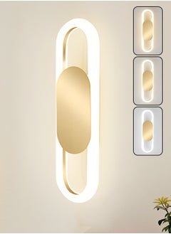 Buy Modern LED Wall Light - Golden Oval Flush Mount Wall Lamp with Adjustable Three Color Temperature, Perfect for Dining Room, Bedroom, Living Room, and Hallway in UAE