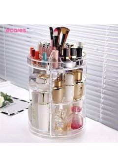 Buy ECARES® Makeup Organizer, 360 Degree, 8 Components, Large Capacity Carousel, Adjustable Revolving, Skin Care Cosmetic Perfume Jewelry Organizer for Vanity and Bathroom Countertop, Clear Transparent in UAE