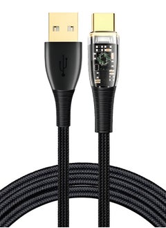 اشتري USB Cable to Type C Fast Charging Cable Transparent Adapter Fast Charging Cable Black 1M في الامارات