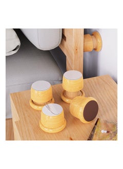 Buy Wood Adjustable Furniture Bed Risers, 2.16-2.71 Inch Self-Adhesive Durable Anti Slip Round Couch Risers for Bed, Washing Machine, Sofa, Desk and Chair Legs, 4Pcs in UAE