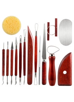 Buy Clay Pottery Sculpting Tools, 15Pcs Air Dry Polymer Clay Carving Tools Set for Kids Adults, Stainless Steel Wooden Ceramic Clay Sculpting Kit, Soft Molding Sculpey Clay Molds Supplies in UAE