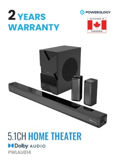 Buy 5.1CH Home Theater with Dolby Audio / Soundbar and Subwoofer / Bluetooth / Bluetooth / USB Port Remote Control - Black in UAE