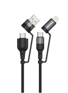 اشتري Moxedo 4 in 1 Charging Cable 60W Power Delivery Interchangeable USB-A/USB-C to USB-C/Lightning 1.2 Meters Braided Nylon Cable Compatible for Android/iPhone 15/14/13/12/11 Pro Max, iPad (Black) في الامارات