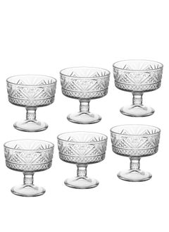 Buy A set of 6-piece clear glass ice cream serving bowls Capacity 235 mm in Saudi Arabia