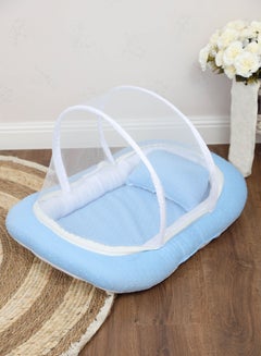 Buy Baby Net Bed with Thick Mattress Mosquito Net with Zip Closure & Neck Pillow for New Born 0-4 Months Babies in Saudi Arabia