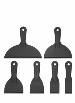 اشتري 6 Pcs Plastic Putty Knife Set, Paint Scrapers Tools, Putty Filler Spatula Scraper for Spackling, Patching, Decals, Wallpaper, Remover Sticker, Car Painting Spatula Knife Scrapers - Black في الامارات