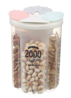 Buy 2000ML Compartment Storage Tank Airtight Food Storage Container BPA Free Plastic Cereal Dispenser With Lids And Compartments For Grain Sugar Flour Rice Nuts Snacks in Saudi Arabia