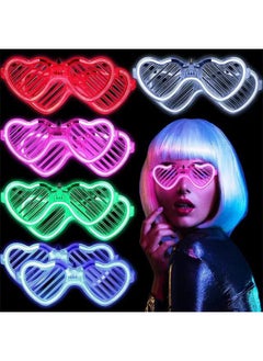 Buy Light-Up LED Glasses, 5 Packs Heart Shape Toys Party Favors Glow In The Dark Supplies Shutter Shades Sunglasses Luminous Neon In The Dark For Adult Kids, Heart Style in UAE