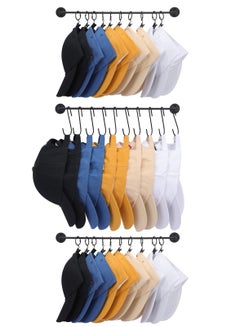 Buy SYOSI Hat Rack for Wall with 36 Hooks, Hat Organizer Holder for Baseball Caps, Cap Organizer Hanger, Hat Hanger for Closet, for Closet Bedroom Laundry Set of 3 (Black) in Saudi Arabia
