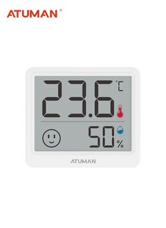 Buy ATuMan TH mini Temperature and Humidity Clock – 2.5-Inch LCD Display, High-Sensitivity Sensors, Creative Emoticon Display, Wall-Mount & Stand, Long-Lasting Battery in UAE