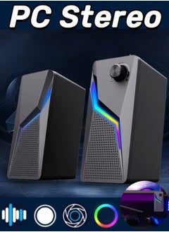 Buy RGB Desktop Speakers, Wired Stereo Speakers, PC Gaming Speakers with Enhanced Bass and Volume Control, USB Powered, for Laptops, Desktops, Tablets in Saudi Arabia