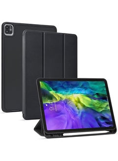 Buy Protective iPad Pro 11" (2021)/ iPad Pro 11" (2020) Slim Stand Hard Back Shell Smart Cover Case With Pencil Holder -Black in UAE