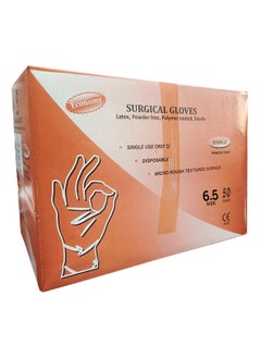 Buy Pack of 50 Sterile Surgical Gloves | Different Sizes | Latex, Powder-Free, Polymer Coated, Sterile Size 6.0 in UAE