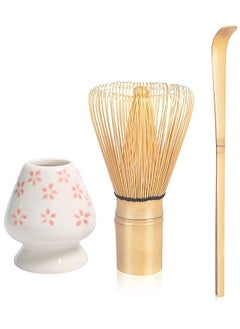 Buy 3-Piece Matcha Green Tea Whisk, Matcha Stirrer Bamboo Spoon with Hook Matcha Brush Placeer Set in Saudi Arabia