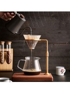 Buy Adjustable Pour Over Filter Coffee Dripper Station with Wooden Base Stand in Saudi Arabia