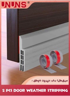 اشتري Door Draft Stopper,2 Pack Under Door Draft Blocker Door Seal,Adjustable Door Sweeps Adhesive Waterproof Soundproof Bottom Seal Strip Stopper Weather Stripping For Exterior Interior Doors,Grey في الامارات