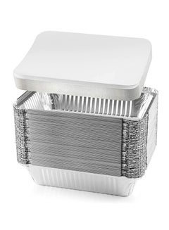 Buy 450CC 50PC Disposable Aluminium Containers Foil Pans with Lids for Food Storage in UAE