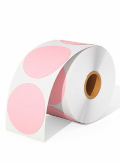 اشتري Thermal Sticker Labels, 5cm Pink Self-Adhesive Round Direct Multi-Purpose Roll Labels for DIY Logo Design, QR Code, Name Tag, Inventory-Pink 600 Labels في السعودية