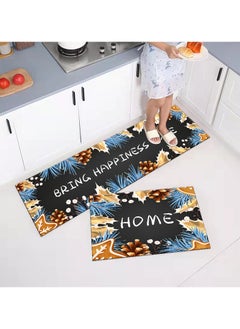 Buy 2-Piece Kitchen Floor Mat set Non-Slip Rug Quickly Absorbs Water Washable 40x60 + 40x120cm in UAE