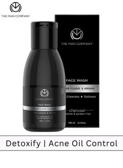 Buy Activated Charcoal Face Wash for Men | Ylang Ylang & Argan Essential Oils | Oil Control | Unclog Pores | Deep Cleansing | Blackheads Removal | All Skin Types - 100ml in UAE