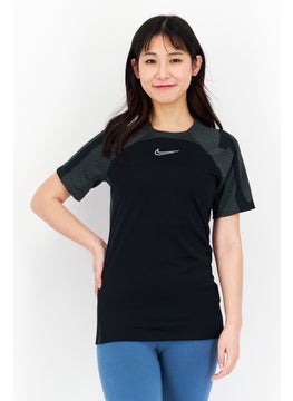 Buy Women Slim Fit brand Logo Training T-Shirt, Black in UAE