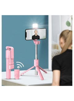 Buy Mobile phone bluetooth selfie stick extended with fill light mini handheld all-in-one desktop tripod stand in Saudi Arabia