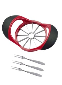 اشتري Apple Slicer Fruit Cutter Upgraded Version 12-Blade Large Apple Chopper And Divider Pitter Divider For Up To Apples Fruits For Home Kitchen With 3 Premium Stainless Steel Fruit Forks في السعودية