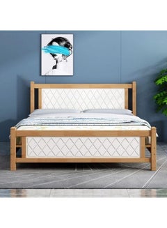 Buy Comfortable Wooden Bed Strong And Sturdy Modern Design Bed Frame King 180X200 Oak-White Cm Oak-White in UAE