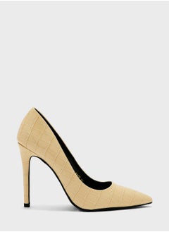 Buy Cream Croc Patent Stiletto Pump in UAE