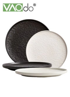 Buy 4PCS Rock Pattern Dinner Plate Underglaze Color Process Thickened Plate with Side Suitable for Steak Sushi Dessert Western Food in UAE