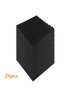 Buy 24pcs 12*12*1in Studio Foams Panels Sound Insulation Soundproof Sound Absorbing Foam Wall Deadening Flame-retardant for Studio Broadcast Family Theater Black in Saudi Arabia