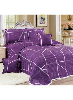 اشتري Sleep night Compressed 4 Pieces Comforter Set Single Size 160 X 210Cm Reversible Bedding Set for All Seasons Double Side Quilt Stitching Purple في السعودية