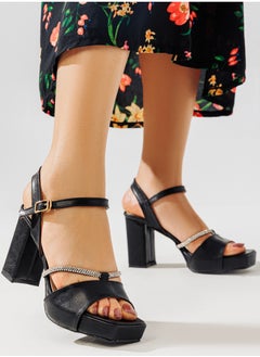 Buy H-2 High Heel Sandal With Diamond Strap - Black in Egypt