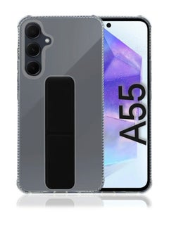 Buy Case Cover For Samsung Galaxy A55 With Magnetic Hand Grip 3 in 1 Clear / Black in Saudi Arabia