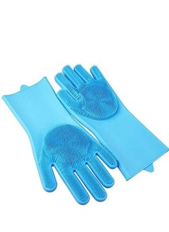 اشتري Reusable Heat Resistant Silicone Cleaning Gloves for Kitchen Dishwashing في مصر