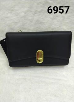 Buy Solid Leather Long Wallet Black in UAE