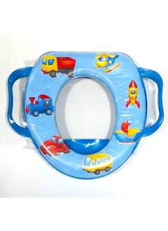 Buy Cushioned Children's Toilet Seat Baby Toddler Child Kids Adapter Seat with Handles Western Toilet Potty Training Seat for Boys Girls Fits Round Oval Toilets Printed in UAE