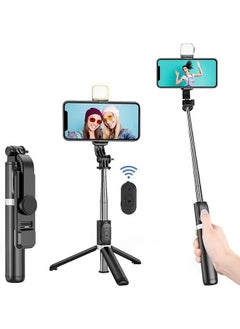 اشتري Selfie Stick with Wireless Bluetooth Remote, Portable Selfie Stick Tripod with Light, Compatible with iPhone 14/13 Pro/12/11 Pro/Max/XS/XR/X/8/7 and Android Smartphones في السعودية