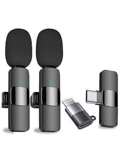 Buy 2in1 Bluetooths Mic K9 Wireless Collar Microphone Dual Lapel Lavalier Mic for Noise Reduction Vlogging Interview Live Streaming YouTube Video Broadcast With 2 Mic Receiver for iPhone and Android in Saudi Arabia