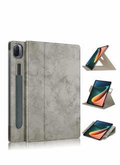 اشتري Case for Xiaomi Mi Pad 5 case Pro Elastic Strap Pen Holder Stand Auto Sleep Wake Up Function Cover PU Leather Tablet Cases Gray في السعودية