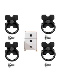 Buy Drawer Handles and Ring Pull, 4 Pcs Decorative Furniture Door Drawer Handles and Ring Pull with Screws for Cabinet Wardrobe Cupboard Dresser, Black in Saudi Arabia