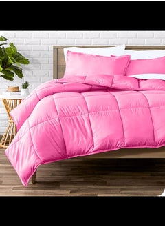 Buy Cotton - Plain - 3 Pieces Heavy Comforter Set - 2.8Kgs - Down Alternative Filling - (For Matress 100cm/120cm) - Size (180cm x 240cm) + 2 Pillow Case Covers (50cm x 70cm) - Purple in Egypt