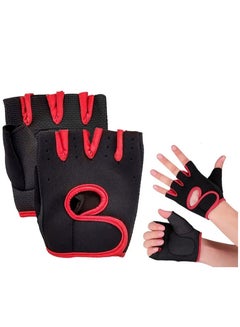Buy Half Finger Gloves For GYM Exercise, Weightlifting And Cycling Size L, Black/Red in Egypt