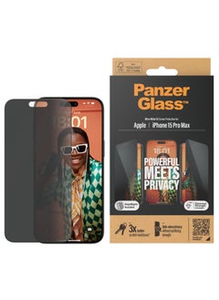 اشتري PanzerGlass™ Privacy Screen Protector for iPhone 15 Pro Max - Ultra-Wide Fit and scratch-resistant tempered glass iPhone screen and privacy protector - with mounting aid for easy installation في الامارات