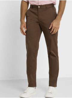 Buy Thomas Scott Men Olive Green Easy Wash Sustainable Trousers in Saudi Arabia